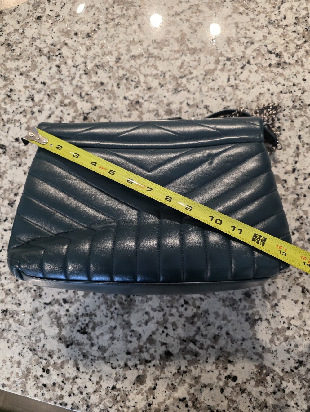 Saint Laurent Chevron Quilted Shoulder Bag - Teal - Picture 14 of 16
